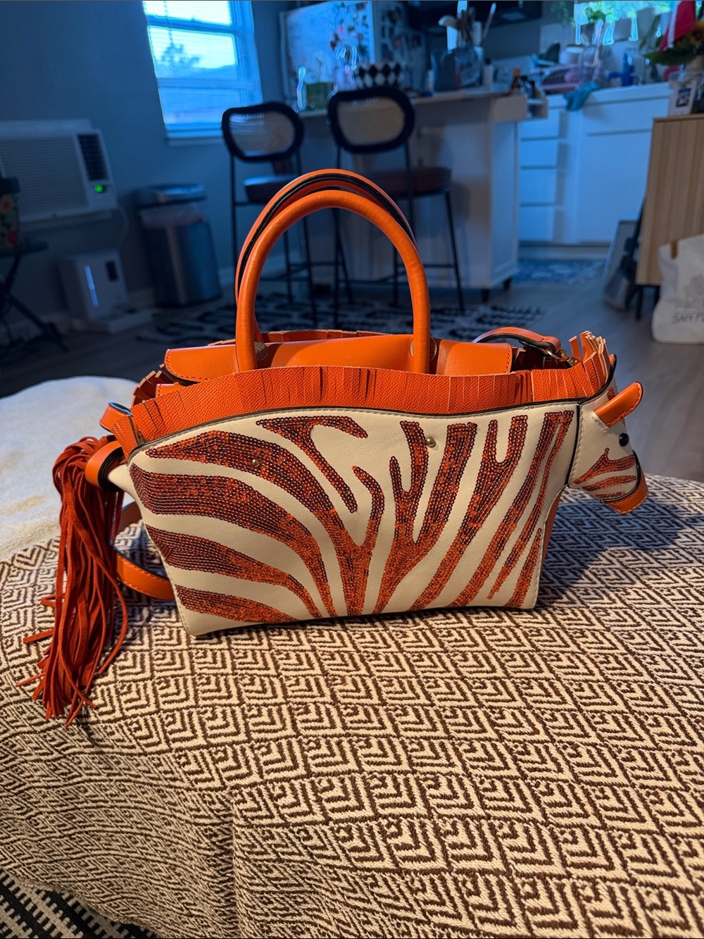 Orange Zebra Accent Satchel - Women Bags